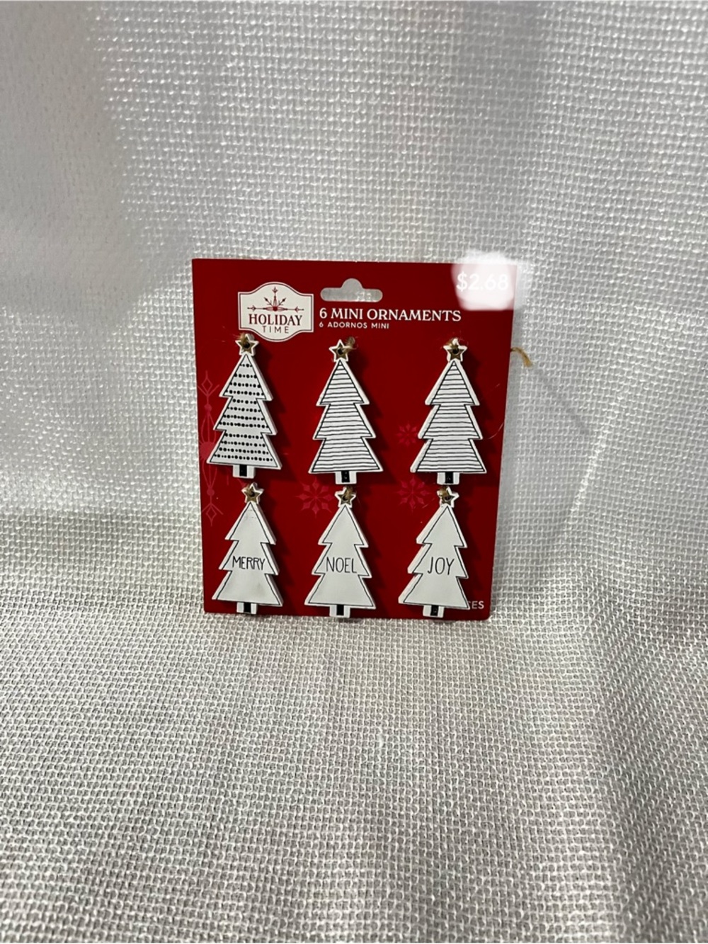 Holiday Time White & Black Tree Mini Ornaments - Set of 6